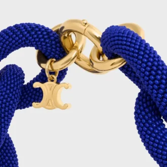 Ata Celine Links Necklace in Beads and Brass with Gold Finish