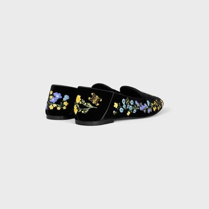 Aura Loafer in Flowers Embroidered Velvet