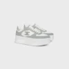 Block Wedge Sneaker in Calfskin and Suede Calfskin