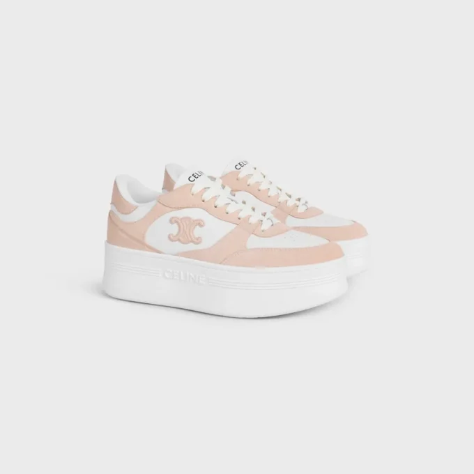 Block Wedge Sneaker in Calfskin and Suede Calfskin