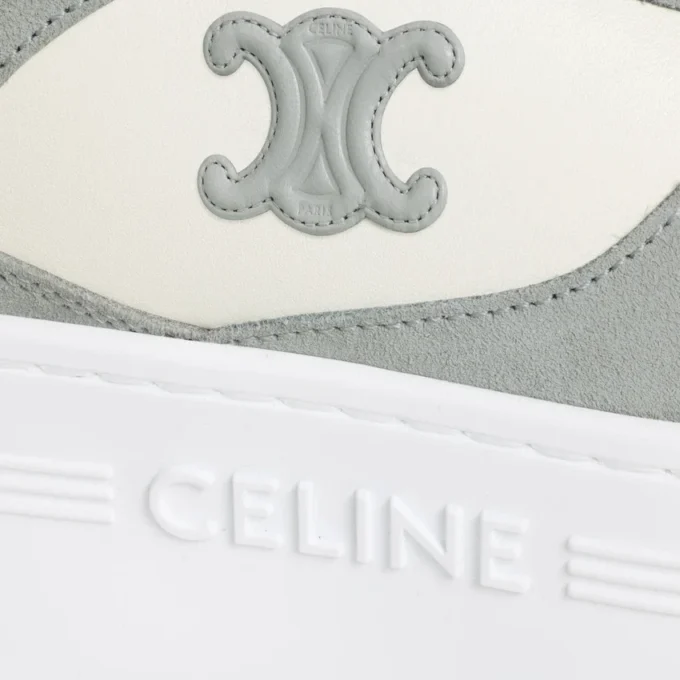 Block Wedge Sneaker in Calfskin and Suede Calfskin