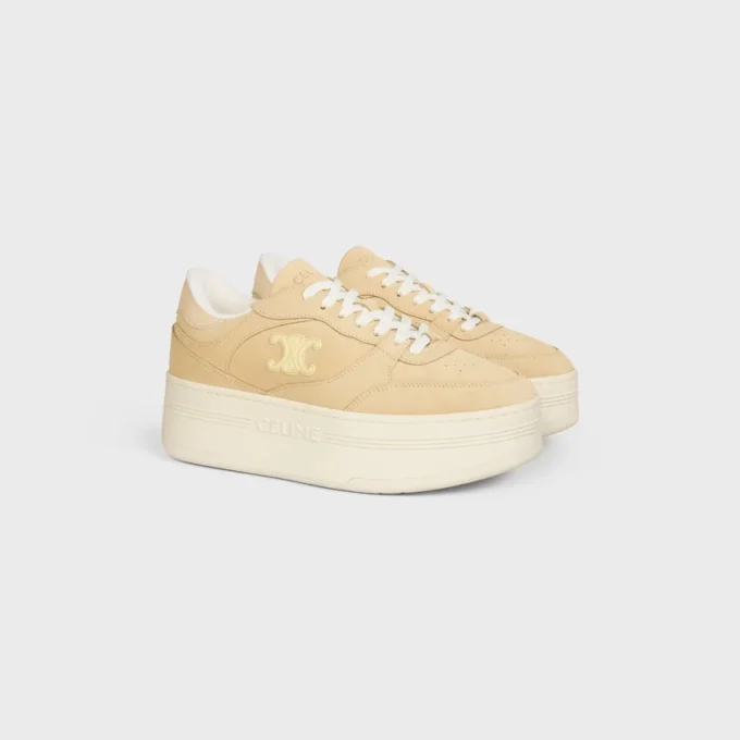 Block Wedge Sneaker in Suede Calfskin and Calfskin