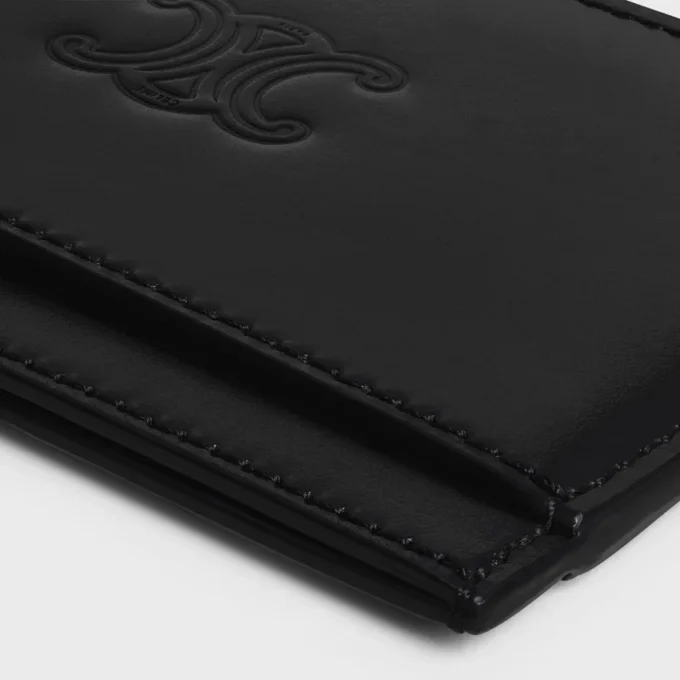 Card Holder in Satinated Calfskin with Triomphe Embossed Card Holder in Satinated Calfskin with Triomphe Embossed