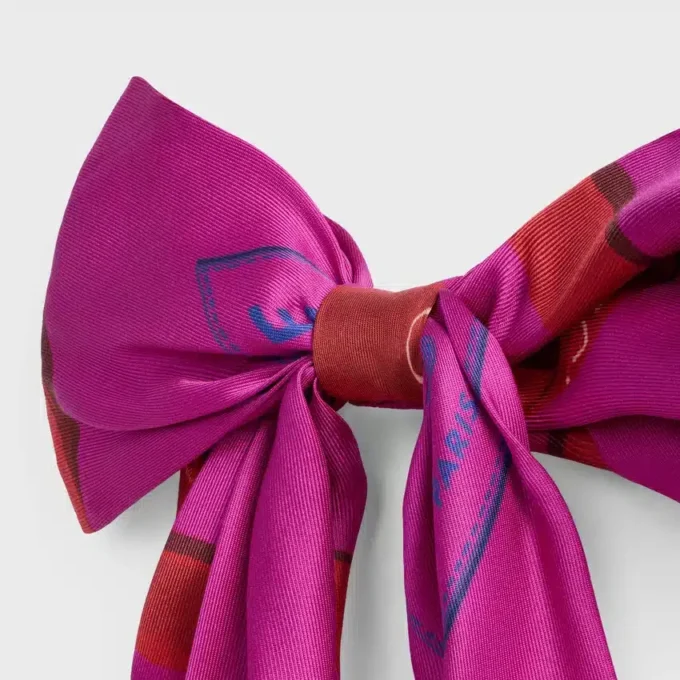 Celine Big Ribbon Hair Clip in Silk and Steel