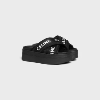 Celine Block Slide in Mesh, Nylon & Textile with Celine Jacquard