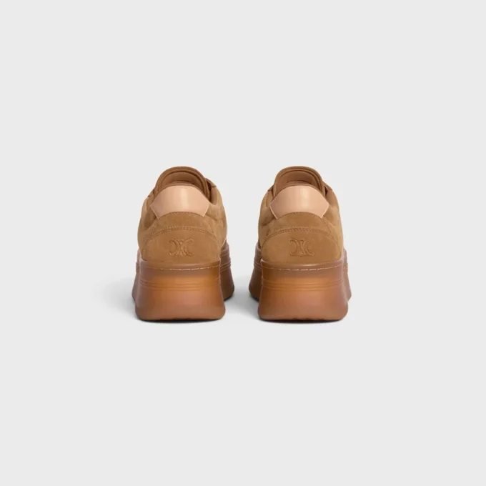 Celine – Block Sneakers with Back Triomphe and Wedge Outsole in Suede Calfskin and Calfskin