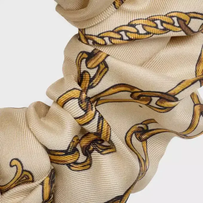Celine Chains Bow Scrunchy in Silk Celine Chains Bow Scrunchy in Silk