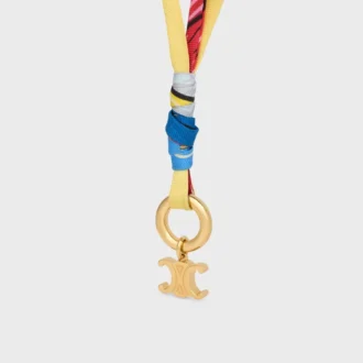 Celine Charms Cordon Necklace in Silk and Brass with Gold Finish