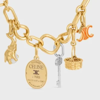 Celine Charms Triomphe in Enamel and Brass with Gold Finish