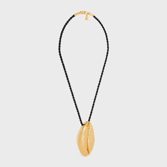 Celine Dafila Shell Necklace in Brass with Gold Finish and Silk Celine Dafila Shell Necklace in Brass with Gold Finish and Silk