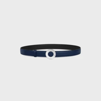 Celine Disc Buckle 25Mm in Metal & Reversible Strap 25Mm in Smooth and Grained Calfskin
