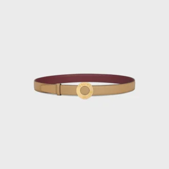 Celine Disc Buckle 25Mm in Metal & Reversible Strap 25Mm in Smooth and Grained Calfskin