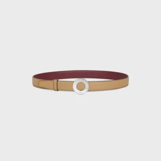 Celine Disc Buckle 25Mm in Metal & Reversible Strap 25Mm in Smooth and Grained Calfskin