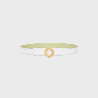 Celine Disc Buckle 25Mm in Metal & Reversible Strap 25Mm in Smooth and Grained Calfskin