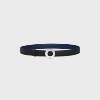 Celine Disc Buckle 25Mm in Metal & Reversible Strap 25Mm in Smooth and Grained Calfskin