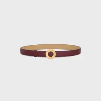 Celine Disc Buckle 25Mm in Metal & Reversible Strap 25Mm in Smooth and Grained Calfskin