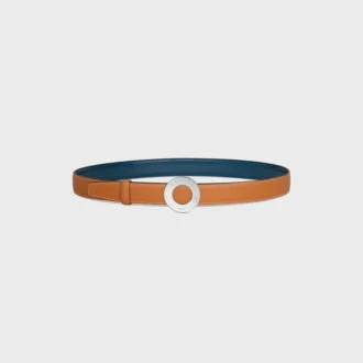 Celine Disc Buckle 25Mm in Metal & Reversible Strap 25Mm in Taurillon and Natural Calfskin