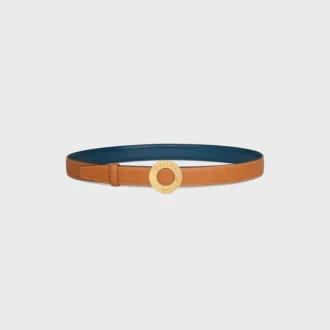 Celine Disc Buckle 25Mm in Metal & Reversible Strap 25Mm in Taurillon and Natural Calfskin