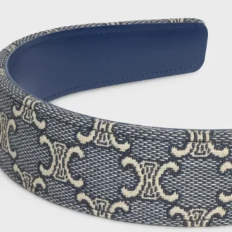Celine Jacquard Triomphe Headband in Cotton, Polyamide, Polyester and Calfskin