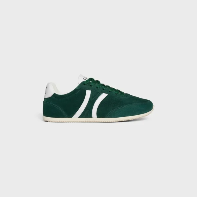 Celine Jogger Low Lace-Up Sneaker with Triomphe in Suede Calfskin and Calfskin
