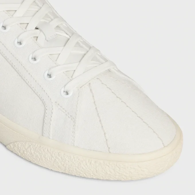 Celine Lou Low Lace-Up Sneaker with Triomphe in Canvas and Calfskin Celine Lou Low Lace-Up Sneaker with Triomphe in Canvas and Calfskin
