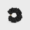 Celine Micro Triomphe Scrunchy in Silk and Brass with Gold Finish