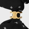 Celine Micro Triomphe Scrunchy in Silk and Brass with Gold Finish