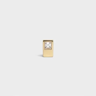Celine Sentimental Double Square Stud in Yellow Gold and Diamond