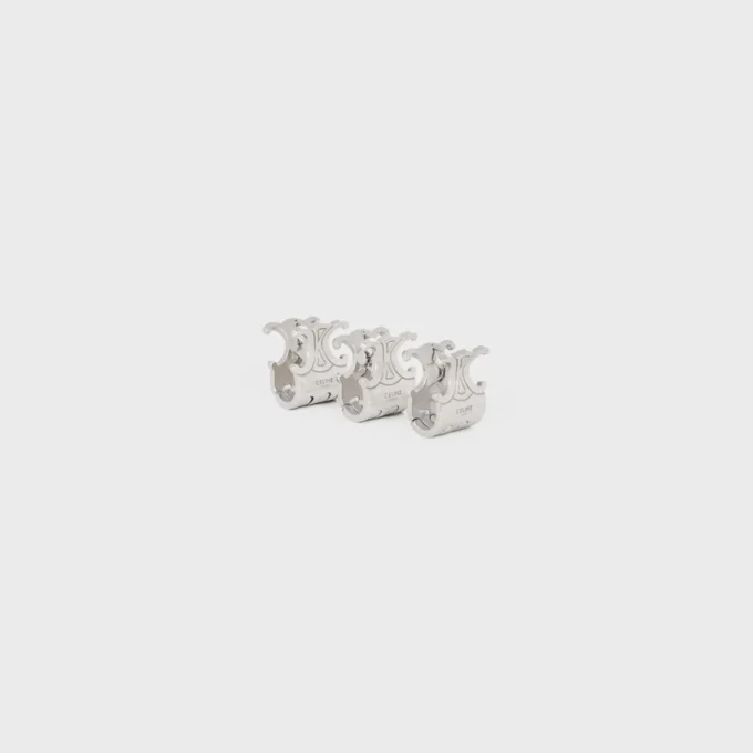 Celine Set of 3 Mini Hair Claws in Brass with Rhodium Finish and Steel