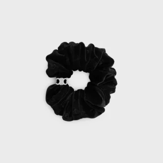 Celine Stamped Scrunchy in Polyester and Brass with Rhodium Finish