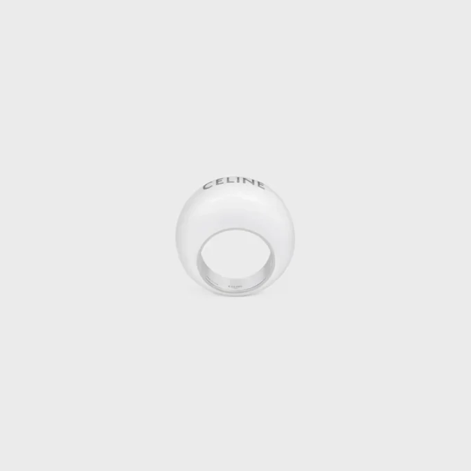 Celine Sulky Ring in Enamel and Brass with Rhodium Finish