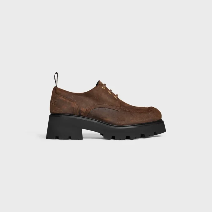 Celine Triomphe Derbies in Waxed Suede Calfskin Celine Triomphe Derbies in Waxed Suede Calfskin