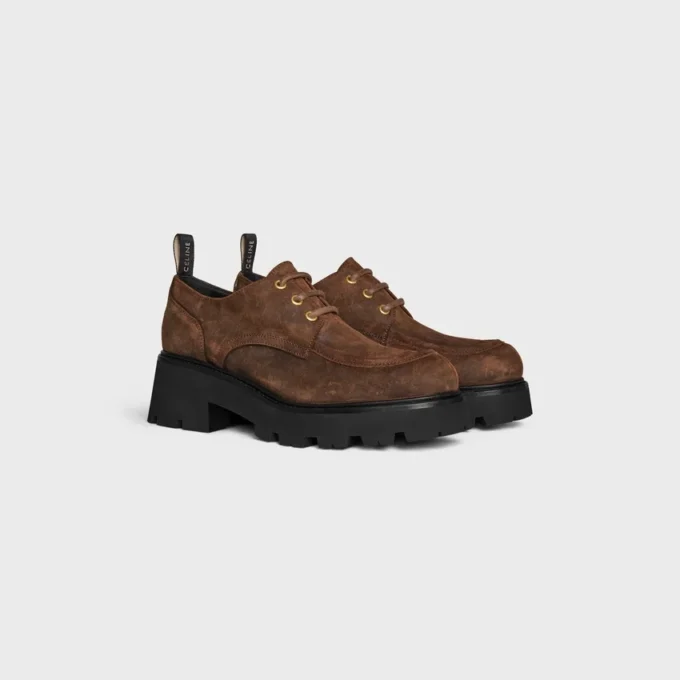 Celine Triomphe Derbies in Waxed Suede Calfskin Celine Triomphe Derbies in Waxed Suede Calfskin