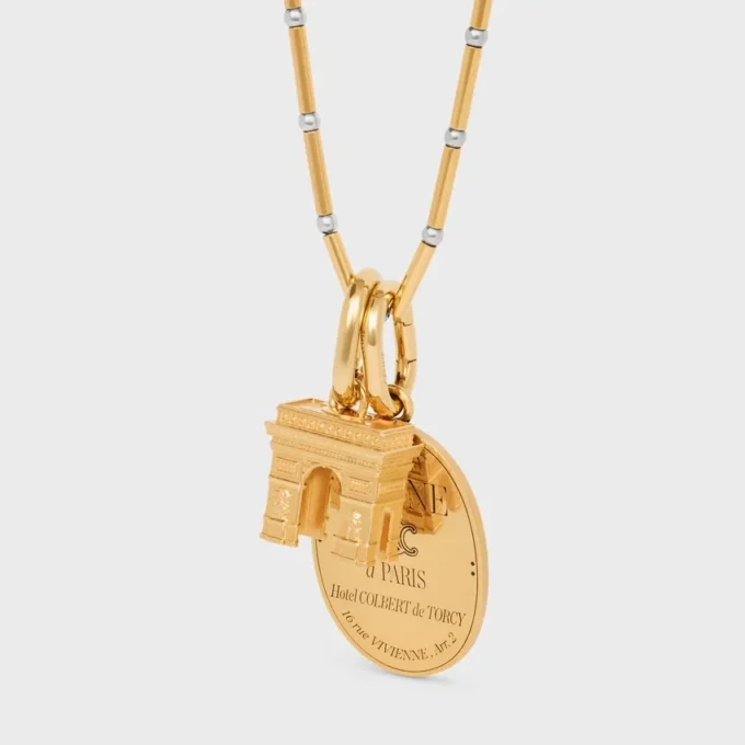 Charms Long Necklace in Brass with Gold and Rhodium Finsih Charms Long Necklace in Brass with Gold and Rhodium Finsih