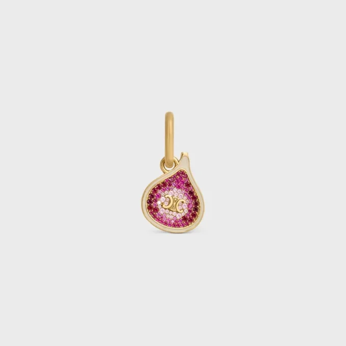 Charms Fig in Brass with Gold Finish, Enamel and Strass Charms Fig in Brass with Gold Finish, Enamel and Strass