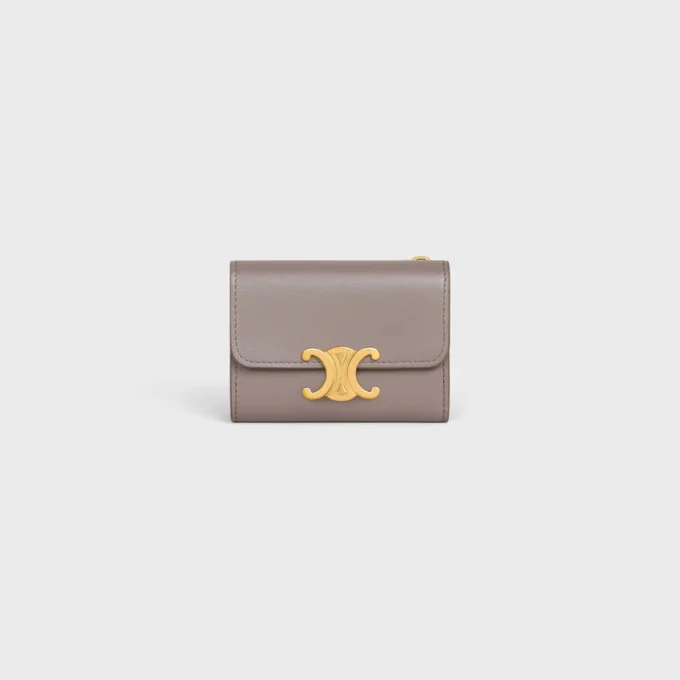 Compact Wallet with Coin Triomphe in Shiny Calfskin Compact Wallet with Coin Triomphe in Shiny Calfskin