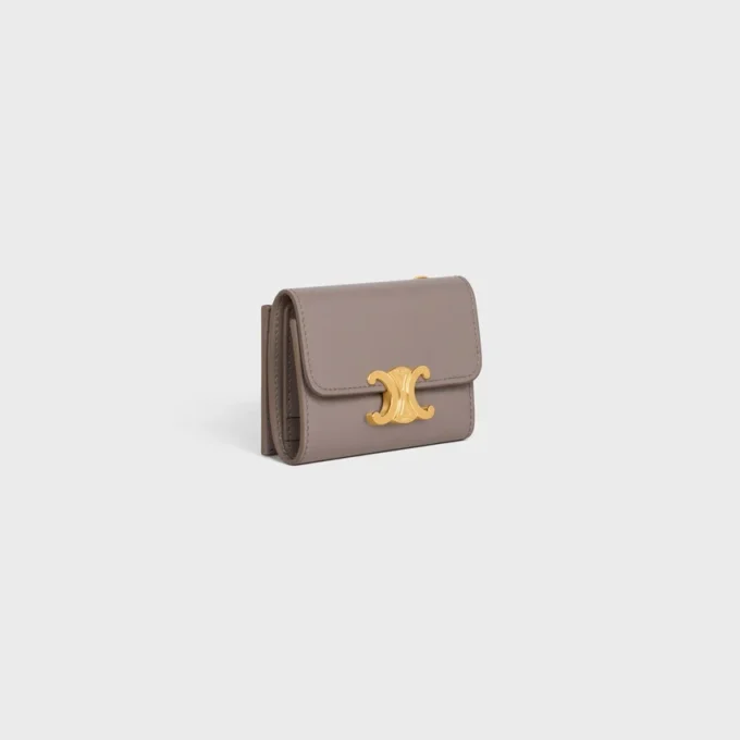 Compact Wallet with Coin Triomphe in Shiny Calfskin Compact Wallet with Coin Triomphe in Shiny Calfskin