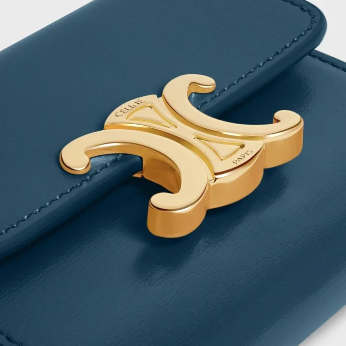 Compact Wallet with Coin Triomphe in Shiny Calfskin Compact Wallet with Coin Triomphe in Shiny Calfskin