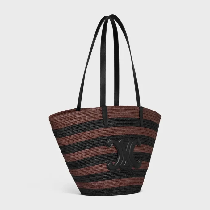 Couffin Celine Classic Panier in Striped Raffia and Calfskin Couffin Celine Classic Panier in Striped Raffia and Calfskin