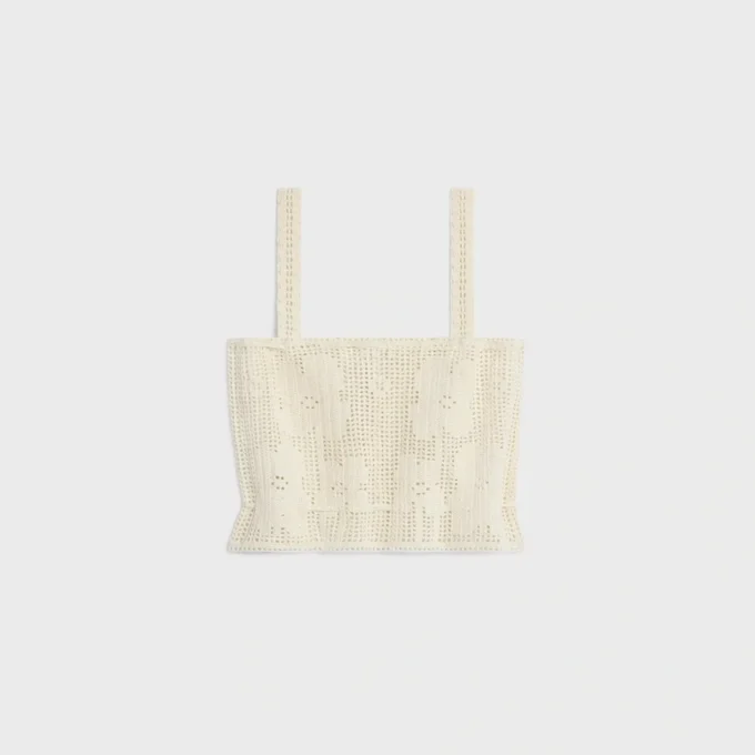 Crop Top in Floral Crocheted Cotton Crop Top in Floral Crocheted Cotton