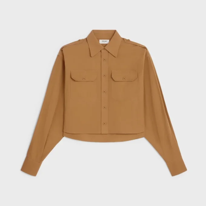 Cropped Shirt in Cotton and Linen Cloth Cropped Shirt in Cotton and Linen Cloth