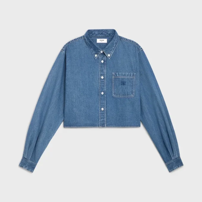 Cropped Shirt in Union Ocean Wash Denim Cropped Shirt in Union Ocean Wash Denim