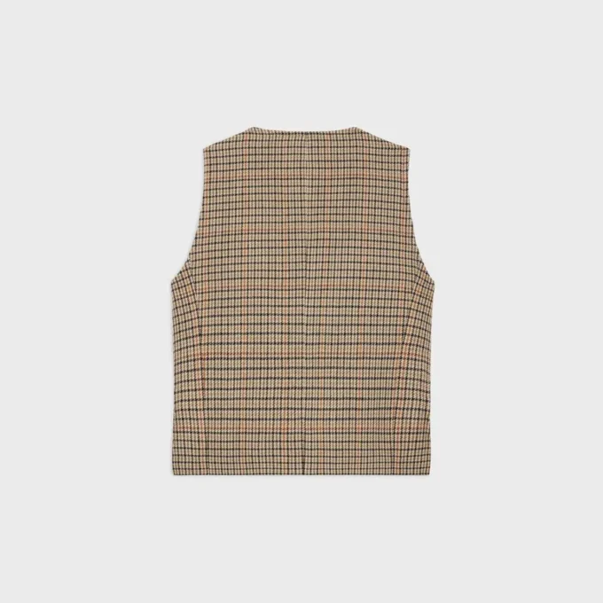 Double-Breasted Vest in Houndstooth Wool Double-Breasted Vest in Houndstooth Wool