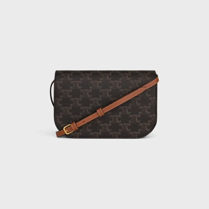 Duo Wallet on Strap in Triomphe Canvas and Calfskin Duo Wallet on Strap in Triomphe Canvas and Calfskin