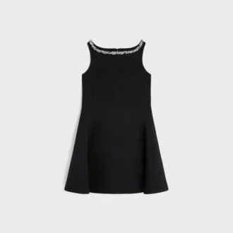 Embroidered Dress in Double Wool Crepe Embroidered Dress in Double Wool Crepe