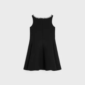 Embroidered Dress in Double Wool Crepe Embroidered Dress in Double Wool Crepe