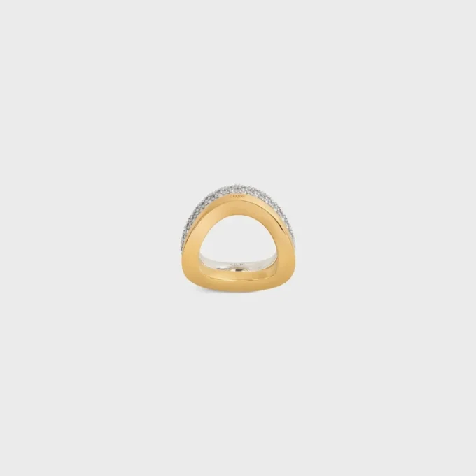 Formes Abstraites Set of Rings in Strass and Brass with Gold and Rhodium Finish