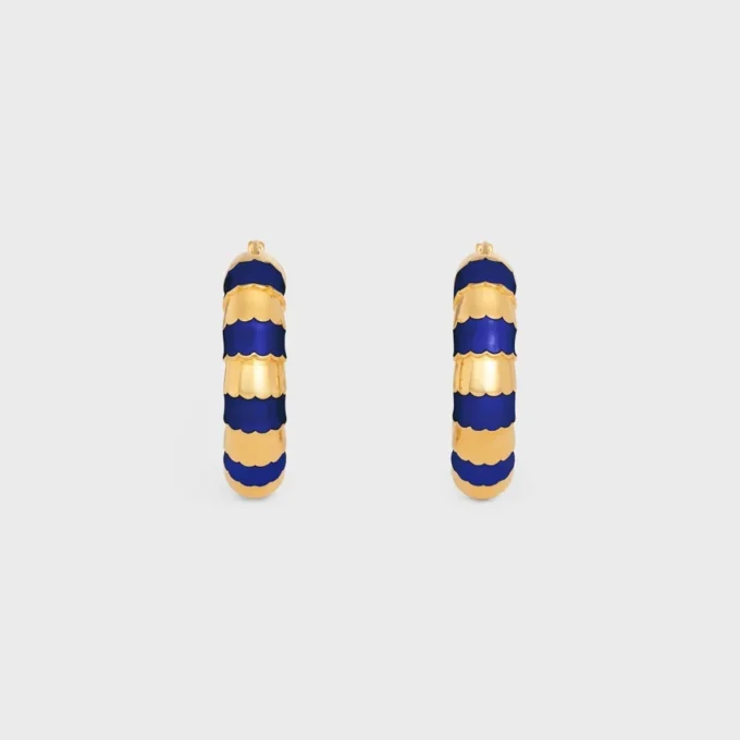Frosted Hoops in Enamel and Brass with Gold Finish