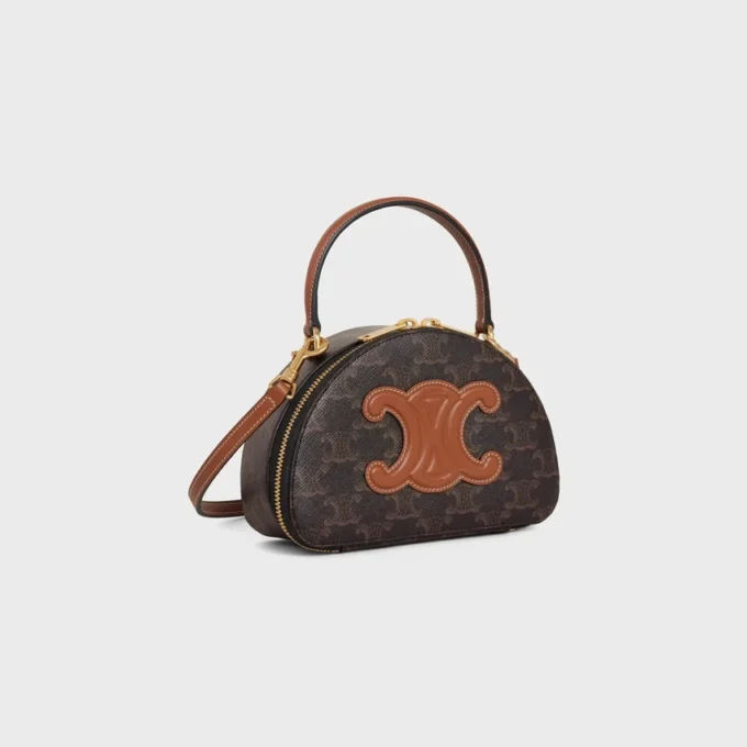 Half Moon Case in Triomphe Canvas and Calfskin Half Moon Case in Triomphe Canvas and Calfskin