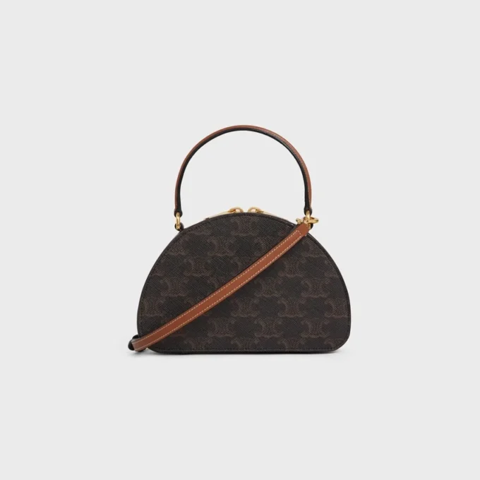 Half Moon Case in Triomphe Canvas and Calfskin Half Moon Case in Triomphe Canvas and Calfskin